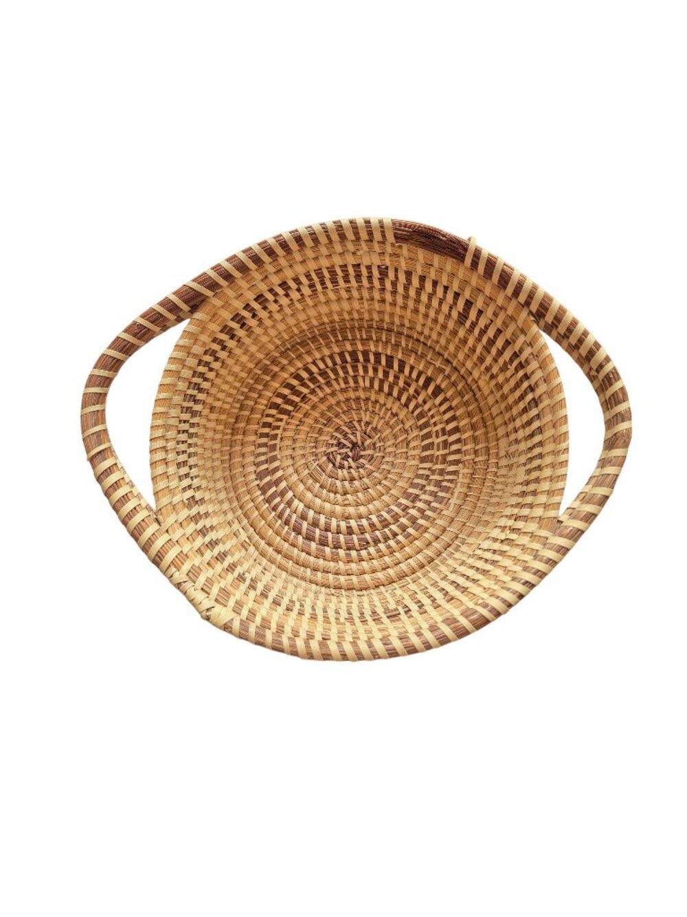 Vintage Savannah Sweetgrass Gullah Handled Basket Hand Woven AS IS